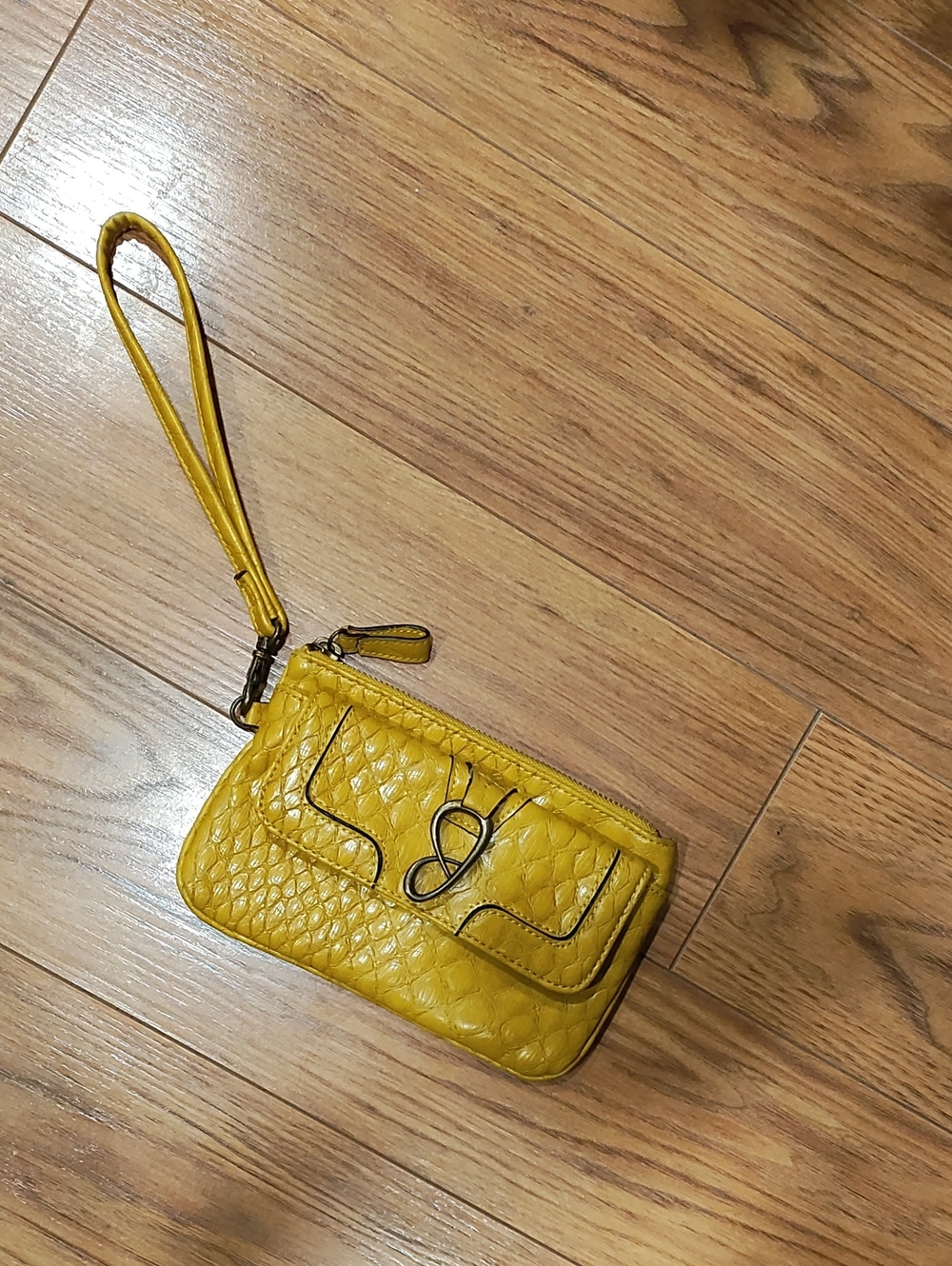Jessica Simpson Yellow Textured Wristlet Clutch with Strap